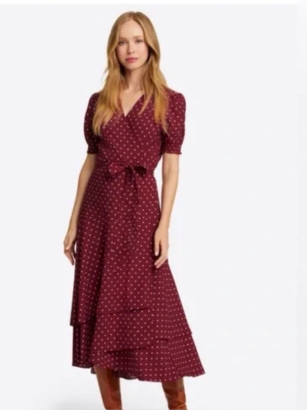 Draper James Naomi Wrap Dress Burgundy New With Tags